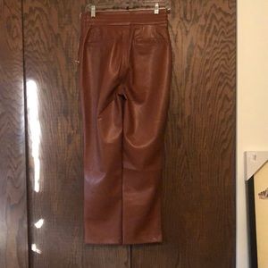 NWT 7 For All Mankind cognac vegan leather crop pants.